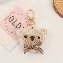 Knitted Bear Keychain Cute Animal Key Ring Wallet Backpack Car Pendant Earphone Case Women's Gift Wedding Party Favor - A - 查看 3
