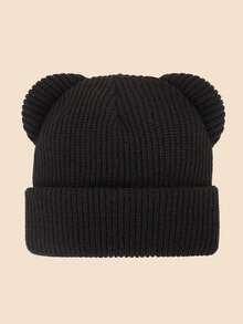 1 pieza Gorro de punto con orejas de oso para niños y bebés - Multicolor, lindo para el invierno y uso diario - Gorro con orejas de oso - Ver 23