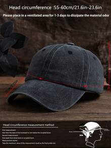 1pc Unisex Solid Color Adjustable Washed Baseball Cap, Casual Outdoor Fashion - Black+Yellow - View 4