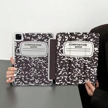 复古作文书图案 - 怀旧与学校风格平板电脑保护套带笔架，兼容 iPad 10.9/10.2/ Air 5th Gen/Pro11/10th/9.7/Air 2/iPad (7th Gen)/ iPad (8th Gen)/iPad Air 4/5/iPad Pro 11/iPad 10th 代 10.9 英寸 2022 智能保护套/iPad Air 13(M3 2025)/iPad Air 11(M3 2025)/iPad Air 11(M3 2025)/iPad 11(A16 2025)，自动睡眠/唤醒功能/时尚平板电脑配件 - 彩色 - 查看 1