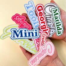 Custom Embroidered Name Patches For Bags & Accessories, Personalized Iron On Or Sew On Letter Patch For Backpacks, Tote Bags, Travel Bags, Jackets & Hats, DIY Bag Decoration, Mother's Day Gift, Graduation Gift, Wedding Season Favor, Back To School Personalized Bag Accessory, Custom Gift For Her Him Kids - Multicolor - View 4