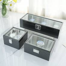 New 3/6/10/12 Slots Watch Box, With Large Glass Printed Striped, ASTUO 20 Slots Men's Watch Box, Black Luxury Watch Box Storage Case With Drawer, Leather Watch Display Box, Watch Organizer Box, Jewelry Box, Bracelet Box, Removable Watch Pillow