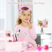 Efisday 38Pcs Pink Princess Dress Up Kit For Girls, Unicorn Cosmetic Set With Makeup & Accessories, Perfect For Playtime & Parties, Ideal Gift For Birthdays And Holidays - 粉色 - 查看 5