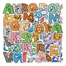52pcs Animal & Alphabet Graffiti Stickers, Decorative Stationery, Personalized Water Bottle, DIY Letter Spelling Stickers