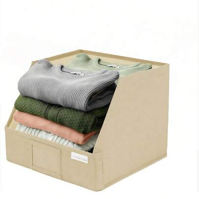 1PC Best Open Cloth Storage Bin - Closet Shelf Storage Box - Organize Sheets Blankets Towels Sweaters Scarfs