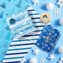 12 Piezas/Set de Papel de Regalo con Copos de Nieve de Invierno, Papel de Regalo de Invierno Azul y Blanco. El Papel de Regalo con Copos de Nieve es Adecuado para Suministros de Fiesta de Cumpleaños de Vacaciones de Invierno, 20 X 27 Pulgadas. El Papel de Regalo con Copos de Nieve de Invierno está Diseñado con Elementos Clásicos como Árboles de Navidad, Papá Noel, Muñecos de Nieve y Copos de Nieve, Lleno de la Atmósfera Fría del Invierno.