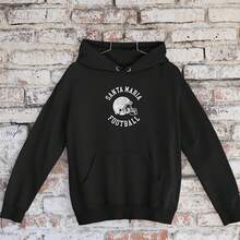 Santa Maria Football Towback Football Helmet R Tank Top Hoodie - Black , S400G Pure Cotton T-Shirt - Perfect For Family Gatherings, Gifting, And Warm Family Gifts, Enjoying Ultimate Comfort - Women's Black Hooded Sweatshirt Is Perfect For Winter Outdoor Leisure Sports - 黑10 - 查看 1
