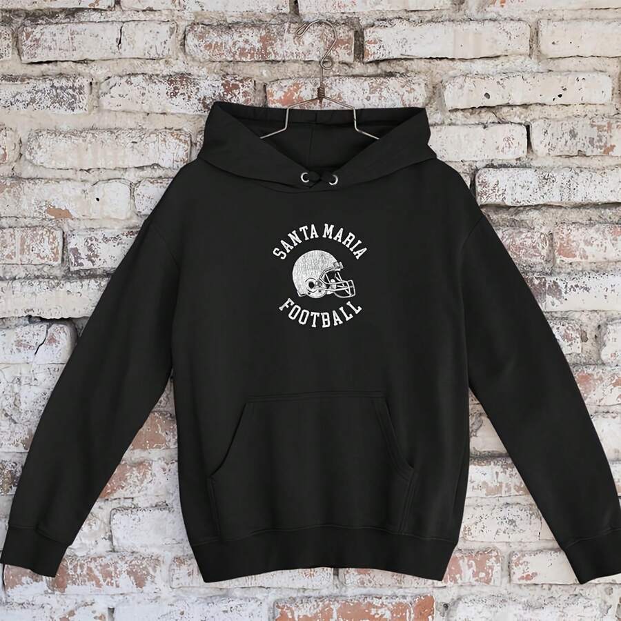 Santa Maria Football Towback Football Helmet R Tank Top Hoodie - Black , S400G Pure Cotton T-Shirt - Perfect For Family Gatherings, Gifting, And Warm Family Gifts, Enjoying Ultimate Comfort - Women's Black Hooded Sweatshirt Is Perfect For Winter Outdoor Leisure Sports - 黑10 - 查看 1