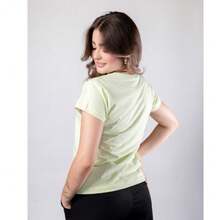 Kit 2 Women's Blouses Baby Look Basic T-Shirt 100% Premium Cotton Plain T-Shirt Traditional High Summer - 奶油黃-粉紅色 - 查看 2