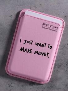 1pc Custom New Fashion Creative Premium Faux Leather Magnetic Card Holder, Compatible With IPhone - Ultra Slim Protective Design, Holds 1-3 Credit Cards Or ID, ID Card Holder Thin Wallet Magnetic Closure - Pink - View 4