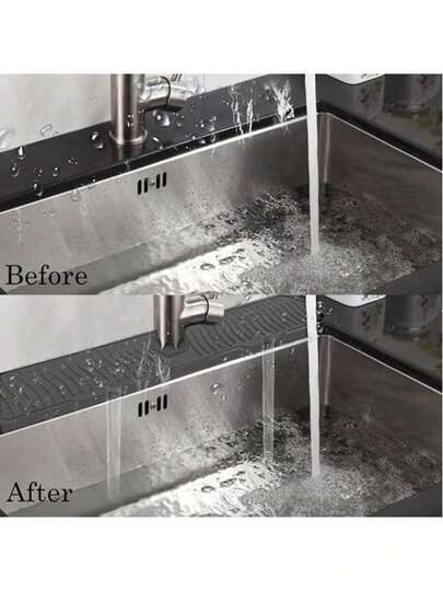 硅胶水龙头防溅板和干燥垫 - 3 种尺寸可选，防水 | 可折叠，方便存放 | 非常适合家庭厨房/浴室，可防止溅水并干燥表面