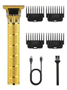 HIENA HIENA3pcs Golden Hair Clipper Set, Cordless Electric Hair Clipper, T9 Carving Scissors, Reciprocating Shaver, Ideal Hair Clipper Tool For Men, Exquisite Gift Box Packaging, Suitable For Festival Gifts