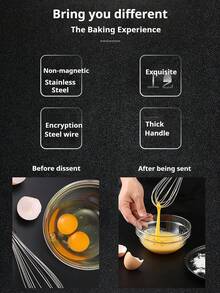 1 pezzo Frusta in acciaio inossidabile, piccolo utensile da cucina per sbattere uova e montare la panna, per la cottura di torte, accessori essenziali per la cucina Rama, per uso in cucina, per uso domestico, per ristoranti di alta qualità - Argento - Visualizzare 9