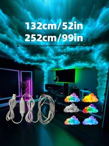 3D Thunder Cloud Night Light With Music Sync Mode - Smart RGB LED Strip DIY Kits, USB Powered Wall/Ceiling Mount, Suitable For Bedroom, Game Room And Party Decoration, Color Changing Ambient Lighting, Smooth Curve Design ﻿(Clouds Need To Be Shaped By Oneself, Or They Can Be Shaped According To One's Own Ideas) - Multicolor - View 9