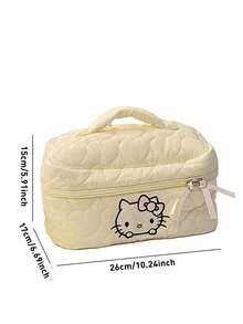 Cloud Velvet Cosmetic Bag, Large Capacity, Multi-Color Options (), Cute Cartoon Patterns, Double Zipper Closure, High-Quality Durable Fabric, Textured Feel, Neat Stitching, Ideal for Travel, Daily Use, Perfect Gift for Herpizer, G - 白色 - 查看 11
