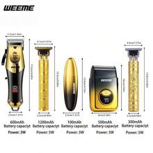 WEEME 四合一男士理容套装 - 可充电理发器、胡须修剪器、鼻毛修剪器和电动剃须刀，无线多功能理发套装，带可调节梳子，是居家理发、胡须造型和个人护理的理想之选 - 彩色 - 查看 3