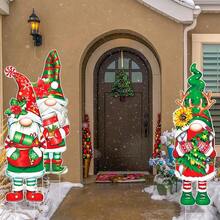 3 paquets Nains décoratifs de Noël Panneau de jardin Motif durable du Père Noël Décoration extérieure réutilisable Thème de Noël Ornement avec piquets pour allée de jardin, chemin, décoration de fête de Noël