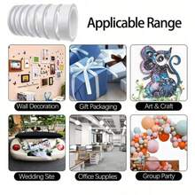 Double Sided Tapes For Crafts, MultiSize Double Sides Adhesive Tapes For Arts, Scrapbook Tapes For DIY Photos, Gift Wrapping, Paper Backing, Office School, Party, Card Making - White - View 3