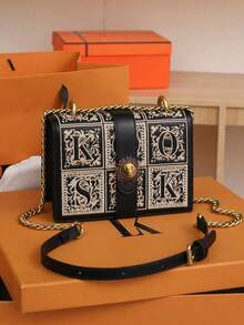 Mini Retro Square Crossbody Shoulder Bag - Black - View 4