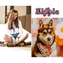 WOVOWOVO 60s 70s Hippie Accessories 6 PCS Hippie Costume Groovy Outfits Halloween Disco Party Favors - 橘色 - 查看 3