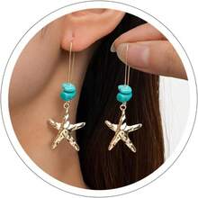 Western Turquoise Earrings For Women Vintage Concho Jewelry Country Concert Accessories Cowgirl Chic Turquoise Drop Earrings Western Outfit Statement Earring Rodeo Gift - Starfish - View 1