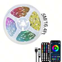1pc 1-20M LED Strip Light, Bluetooth Smart App Control Music Sync Color Changing, RGB LED Strip With Remote, 44-Key Remote And App Controlled Smart LED Light Strips, RGB Color Changing Music Sync LED Rope Lights, Bedroom Smart Rope Lights, Suitable For Bedroom, Room, Home Decor, Party Holiday LED Lights, Living Room, Christmas Party, Wedding Decoration