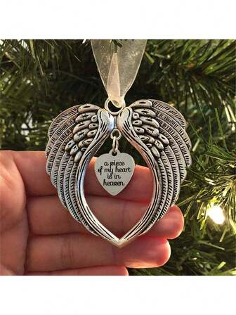 1pc Angel Wings Photo Frame Christmas Ornament Decor "My Heart Is In Heaven" Home Decor Christmas Decorations Room Decor
