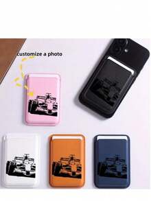 1pc Custom New Fashion Creative Premium Faux Leather Magnetic Card Holder, Compatible With IPhone - Ultra Slim Protective Design, Holds 1-3 Credit Cards Or ID, ID Card Holder Thin Wallet Magnetic Closure - Pink - View 2