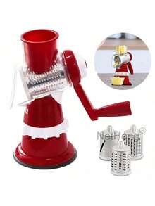 NetHong 3-In-1 Rotary Food Slicer Grater Shredder For Cheese Vegetables & Fruits - Multicolor - View 10