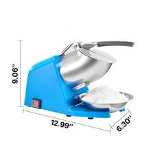 Ice Crusher Machine, 286lbs Per Hour Electric 4 Blades Snow Cone Maker, Stainless Steel Shaved Ice Machine With Bowl And Cover, 300W 2000RPM Ice-Shaver For Home And Commercial Use, Blue - 查看 10