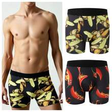 Men's Underwear, Funny Banana & Chili Print Briefs Suitable For Weddings, & Comfortable Men's Boxer Briefs Men's Sports Boxing Trunks, Gift For Boyfriend