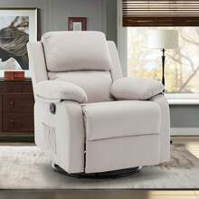 KORSER Recliner Chair, 360 Swivel Rocker Chair For Adults, Small Rocking Recliner Chair For Small Spaces, Upholstered Fabric Glider Recliner Nursery Chair With Side Pockets For Living Room, Nursery,Multiple Colors - Beige - View 2