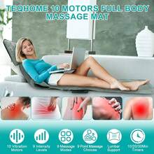 Portable Full Body Electric Massage Mat W/ Heat 10 Vibration Heating Pad Massage Mattress - 美規A型插(110-127V) - 查看 2