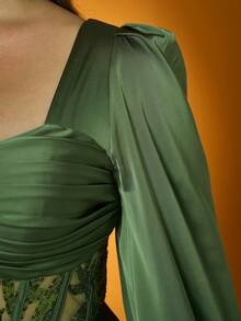 Mgiacy,New Arrival,Elegant,Plus Size Ball Dress,Ruffle,Sequin,Perspective,Lantern Sleeve,FOR,Prom Wedding,Graduation,Wedding Guest,Party Dress,Wedding Guest Dress, Evening Dress