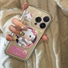 Sanrio Etui na telefon Sanrio Hello Kitty Bowknot KT Cat z przezroczystym bąbelkiem, odporne na wstrząsy, kompatybilne z telefonami Apple, styl, wodoodporny, odporny na upadki i zarysowania
