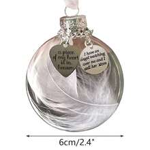 Clear Christmas Memorial Ornament Feather Ball, A Piece Of My Heart Is In Heaven, Christmas Tree Remembrance Hanging Pendant Memorial Gifts For Loss Of Mother 2.76'' Memory Mom Sympathy Gift-597965 - 2.76吋媽媽 - 查看 3