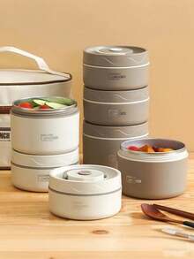 2025新款夏季304不锈钢保温饭盒3分隔堆叠设计独立包装防止食物串味持久保鲜保温3小时微波炉加热无需盖防漏 - 咖啡棕 - 查看 13