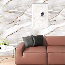 Self-Adhesive Marble Pattern Wallpaper Roll, Removable Vinyl Contact Paper For Living Room, Kitchen, Bedroom, Dorm - Waterproof DIY Wall Decor, Artificial Stone, Removable - Light Grey - View 7