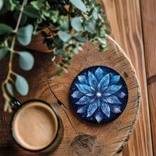 6 piezas/set o 420 piezas/70 sets Posavasos con estampado de mandala de hojas azules, de 10 cm/2 mm de grosor, de goma suave y absorbente, con respaldo de goma, posavasos decorativos para tazas, decoración del hogar, cocina y mesa de comedor