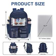 Mesh Backpack 36L Large Heavy Duty Casual Daypack For School And Outdoor Activities With Inner Laptop Compartment, Durable Polyester Material - 海軍藍PVC-34L - 查看 2