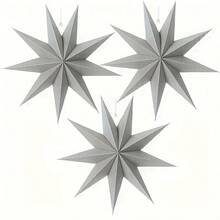 3pcs Christmas Star Decorations - Elegant Hanging Ornaments, Lightweight Paper Stars In Multiple Colors - Suitable For Indoor, Outdoor Trees, Windows, Party Decor - No Electricity Needed - Easy Hook Design - Classic Christmas Tree Decor & Accessories, Holiday Home Furnishing Accents, Minimalist Star Shape, Durable Handmade Items, Display Window Decor