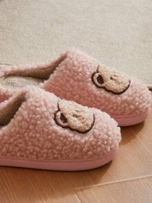 Lindas y cálidas pantuflas de felpa antideslizantes para adolescentes, niños y niñas, pantuflas para interiores, otoño/invierno