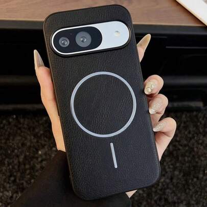 1Pc Simple Retro Magnetic Fake Leather Shockproof Cover Mobile Phone Case Compa…