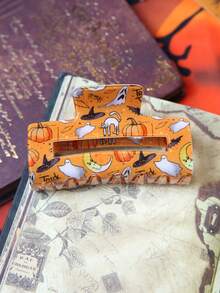 1pc Women's Halloween Pumpkin, Spider, Skull, Bat, Ghost Square Hair Clip, Funny Hair Claw, European & American Hair Accessory Fall Claw Clips Autumn Hair Clutch Fashion Clips For Hair Elegant Winter Hair Accessories For Women For Vacation Outfits Woman