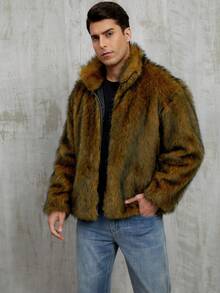 Herren Jacke mit Kunstpelzkragen, Kurze Jacke, Herbst/Winter