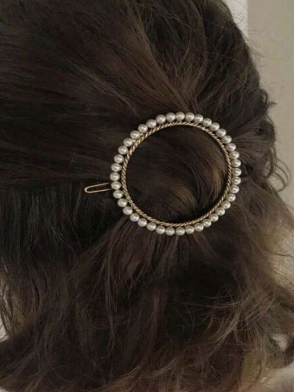 1 Stück Vintage-Stil elegante runde Zinklegierung Perlen-Haarspange, Haarklammer, Haarclips, Haarklammern, Haarclips, Haarspange, Haarspangen
