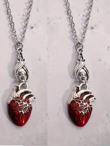 1 chiếc vòng cổ mặt hình dơi và trái tim Gothic độc đáo, phụ kiện Halloween thời trang cá nhân hóa, phong cách Punk cổ điển phù hợp cho cả nam và nữ - Nhiều màu - Xem 9