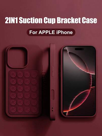 VRNOEI 2IN1 Suction Cup Bracket Case Compatible With IPhone 17 Pro Max Case Upgrade Phone Case Compatible With IPhone 16 15 11 12 13 14 Pro Max Plus 17 Air Cases Shockproof Back Cover Accessories