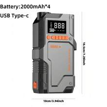 9-In-1 Cordless Tire Inflator Portable Air Compressor, Emergency Starter With Air Compressor, Car Jump Starter + Inflator All-In-One Machine, 150PSI/1300A Peak With LED Light And Digital Display