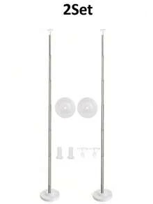 1/2/4 Set Balloon Column Stand Kit For Floor Set Balloon Arch Stands, Height Adjustable Balloon Tower Pillar With Bases Reusable Metal Telescopic Design For Graduation, Wedding, BabyShower, Birthday Party Decoration